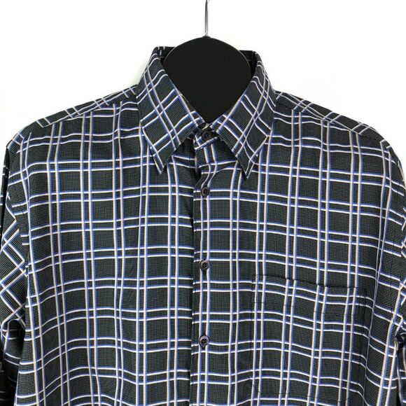 Scott Barber Long Sleeve Button Up Shirt Men's Large Plaid 100% Cotton Casual - Picture 3 of 10